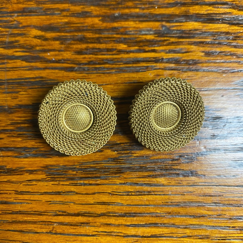 Vintage Metal Mesh Clip On Earrings